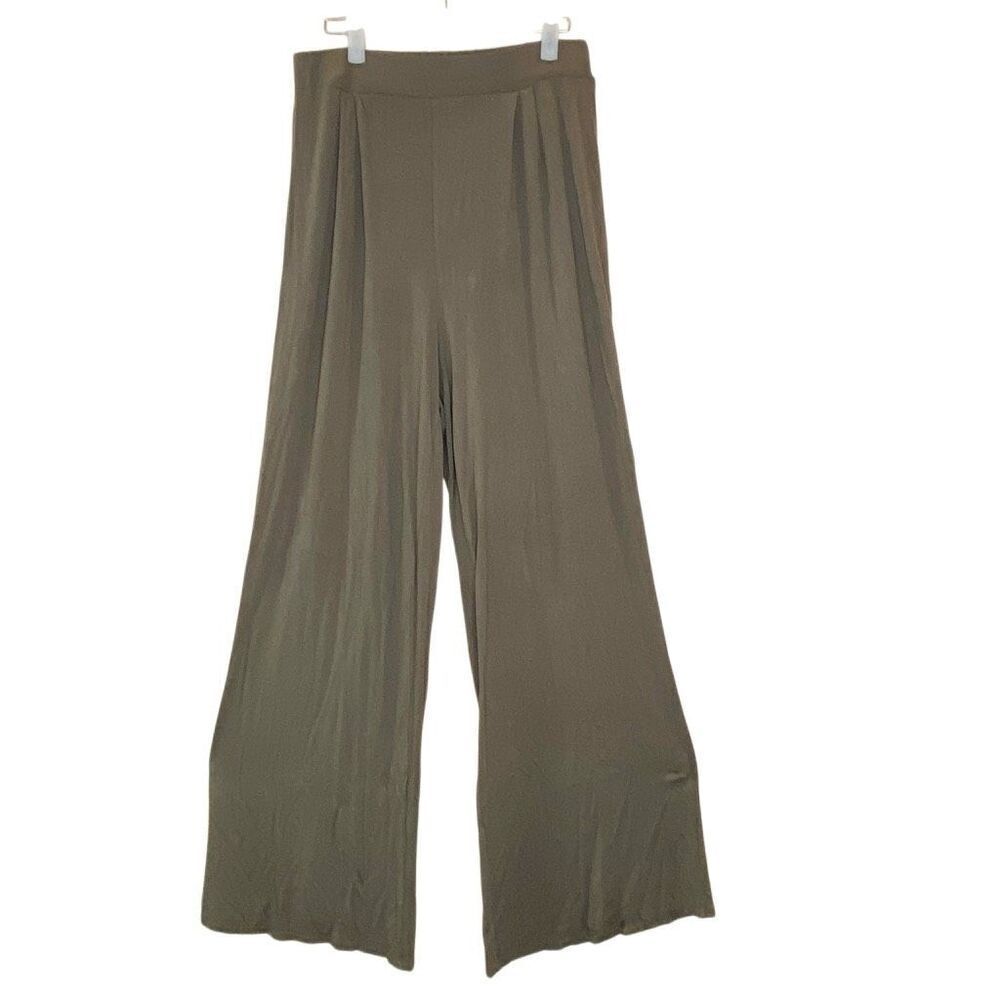 Missguided Elastic Waist Pleated Front Relaxed Wide Leg Pants Green Size 10